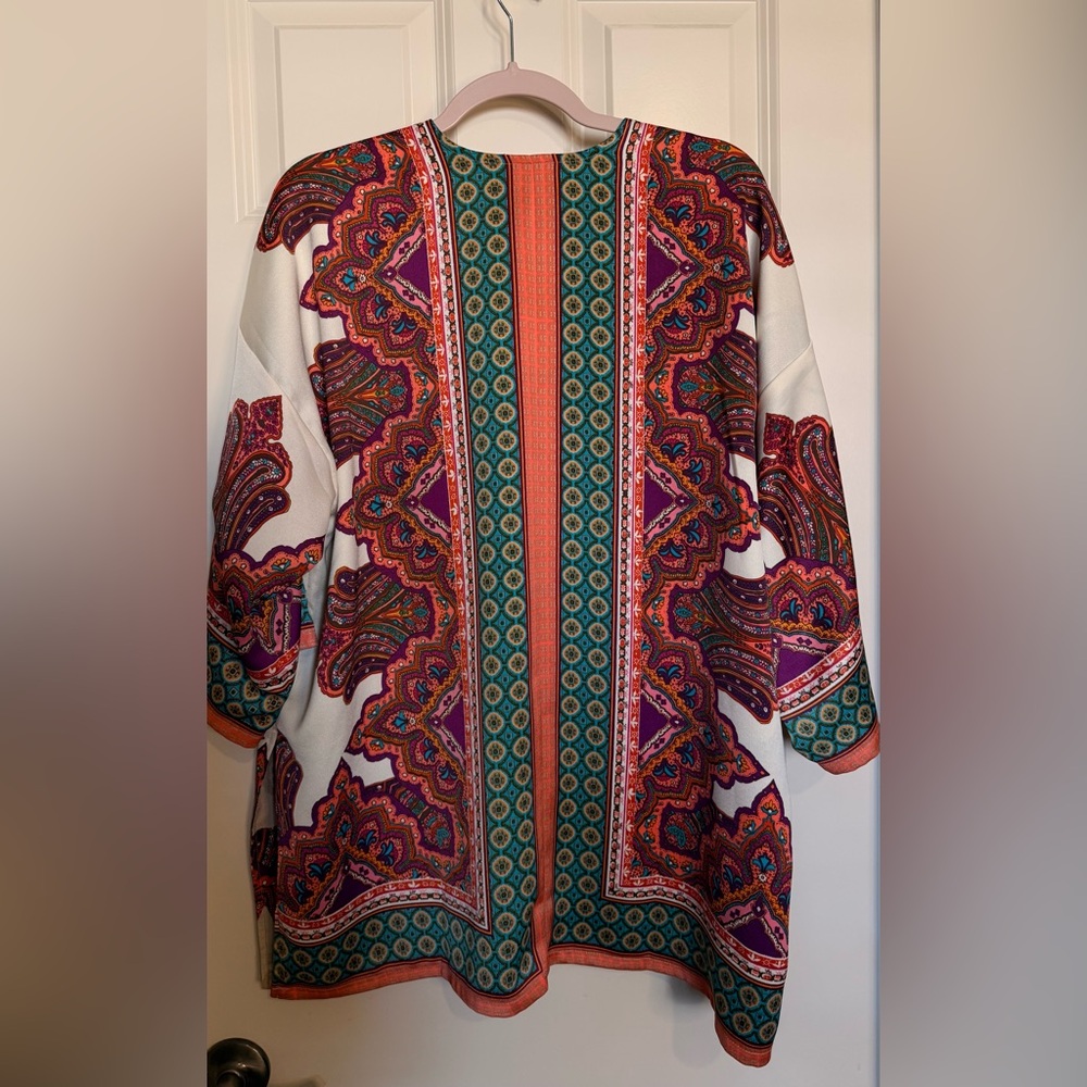 Chico's Multicolor Elephant Print/Reversible Kimono - Picture 8 of 9